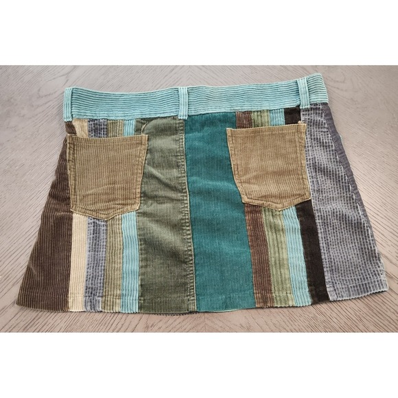 Gypsy Rose Patch Work Jean Corduroy Skirt Size L - Picture 2 of 3